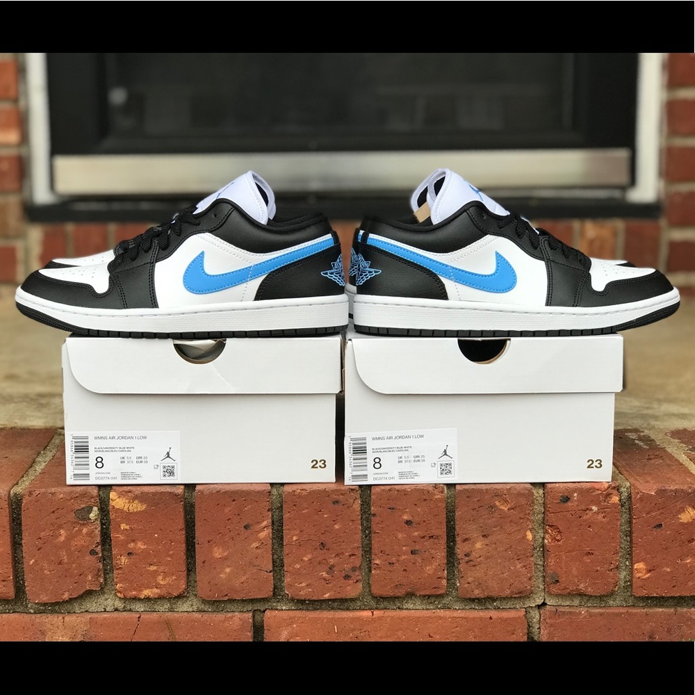 Air Jordan 1 Low University Blue White Black Size 8 Wmns / 6.5Y - Picture 2 of 11
